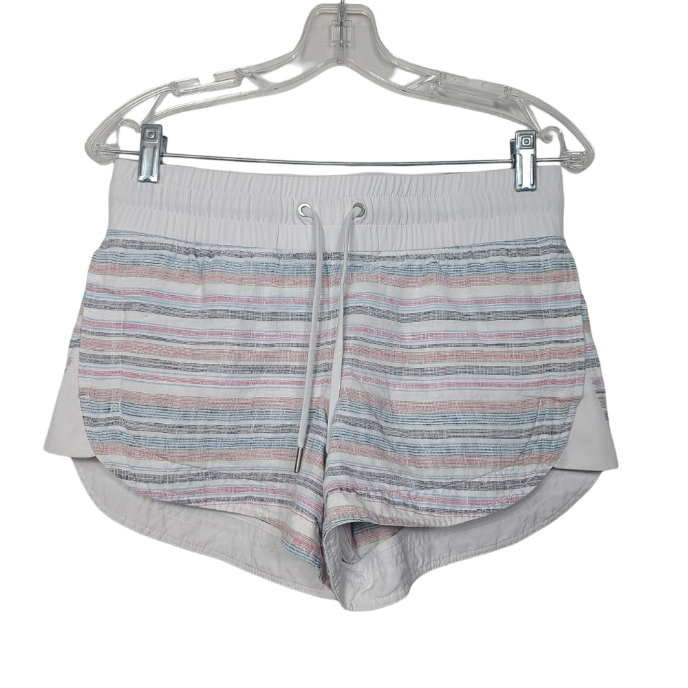 Athleta Linen Blend Multi Colored Striped Casual Shorts 4